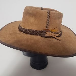 Vintage CaliforLeather Company San Zeno Handcrafted Leather Adventure Hat *Good*